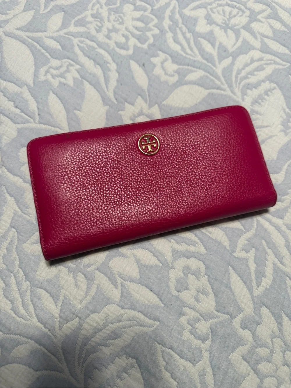 Tory Burch Hot Pink Pebbled Leather Continental Wallet